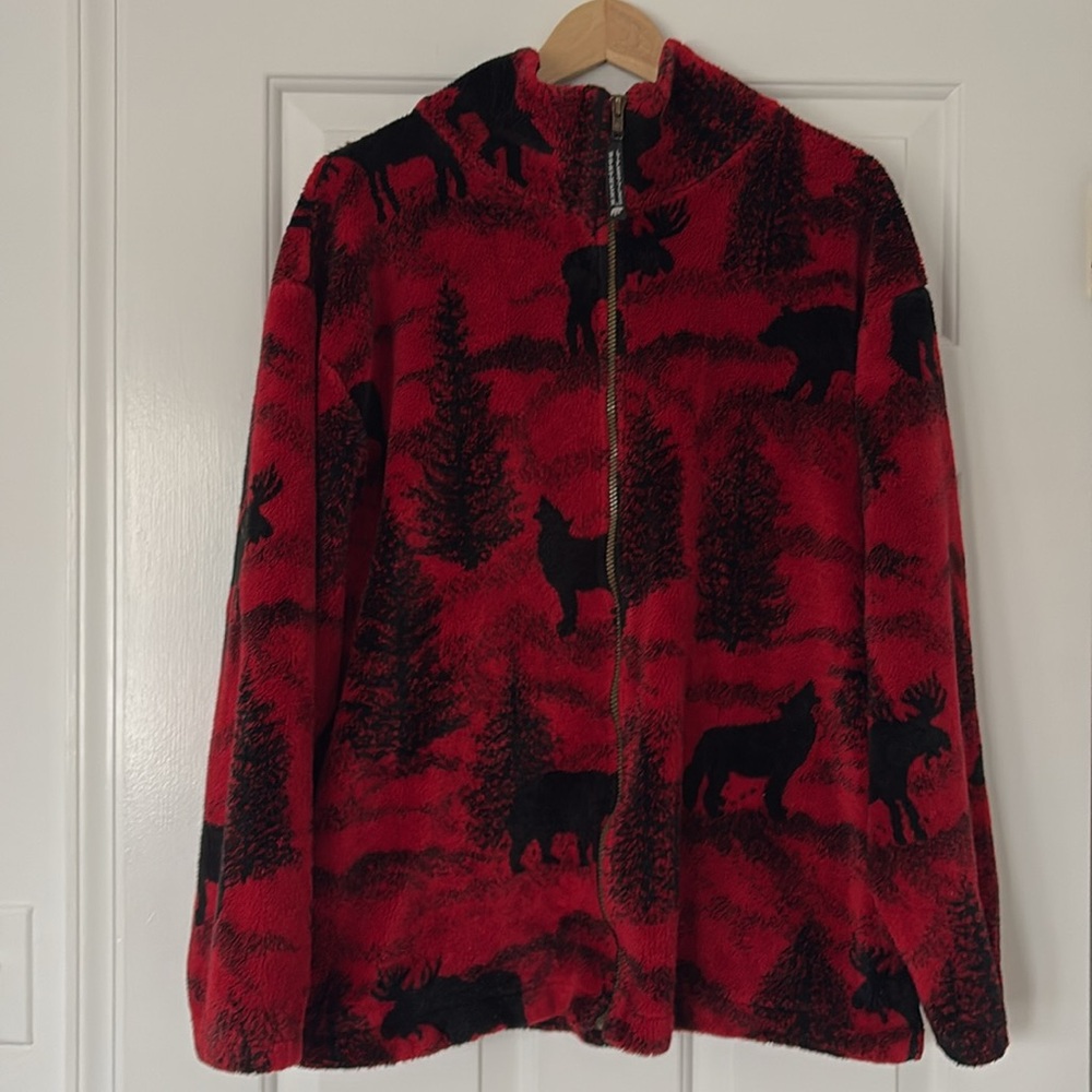 Vintage Northern Lifestyle fleece wolf bears moose L XL M outdoors woodsy